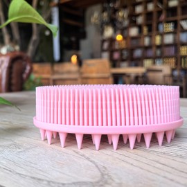Premium Sensory Brush for Kids or Autism,Soft Silicone Body Scrubber,2 in 1 Sensory Room Occupational Therapy Sensory Brushes,Silicone Loofah,Pets Shower Brush Bath Brush Shampoo Brush(Spikes-Pink)