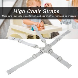 5 Point High Chair Straps, Adjustable 5 Point Harness Baby Safety Strap Belt with Buckle Adjustable Baby Seat Belt Replacement for Stroller High Chair Stroller Pushchair (Gray Button 5 Point Strap)