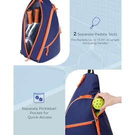Pickleball Sling Bag Organizer for Men Women, Paddle and Ball Storage Backpack with Fence Hook for Court Practice
