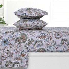 AZORES HOME Ingrid Organic Cotton 300 Thread Count Deep Pocket Bed Sheet Set, Fits up to 19 inch Mattress - King, Ivory