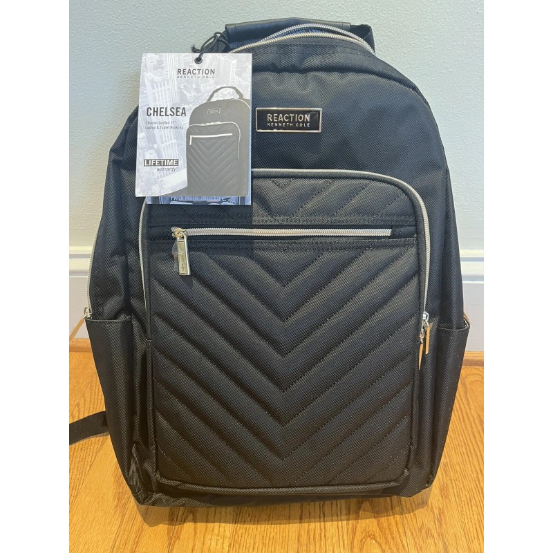 KENNETH COLE REACTION Chelsea Chevron Laptop Backpack Black 15” Laptop
