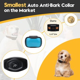 Tiniest Bark Collar for Small Dogs 5-15lbs, Only 1.6 * 1in & 0.42oz, No Shock with Vibration &Sound, Extra Small & Rechargeable, 5 Sensitivity Levels（Orange）