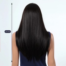 WigsA Long Straight Off black Cosplay Wigs With Fringe Heat Resistant Hair