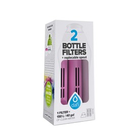 DAFI Daffy Water Filter for Water Purification Bottles, 2 Activated Carbon Cartridges + 1 Cap (Pink)