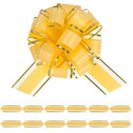 FORBINBO 6 Pieces Rose Pull Bows 6 Inch Gift Wrapping Pull Bows with Ribbon for Christmas Presents Wedding Gift Wrapping Baskets (Yellow)