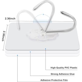 Self Adhesive Wall Hooks, Heavy Duty Transparent Sticky Hooks, Pack of 12