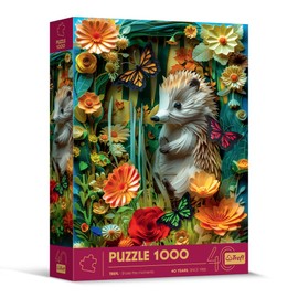 Trefl - 3D Effect Hedgehog Puzzle - 1000 Pieces - 40 Years, Paper Art, Premium Puzzle for Adults and Children from 14 Years