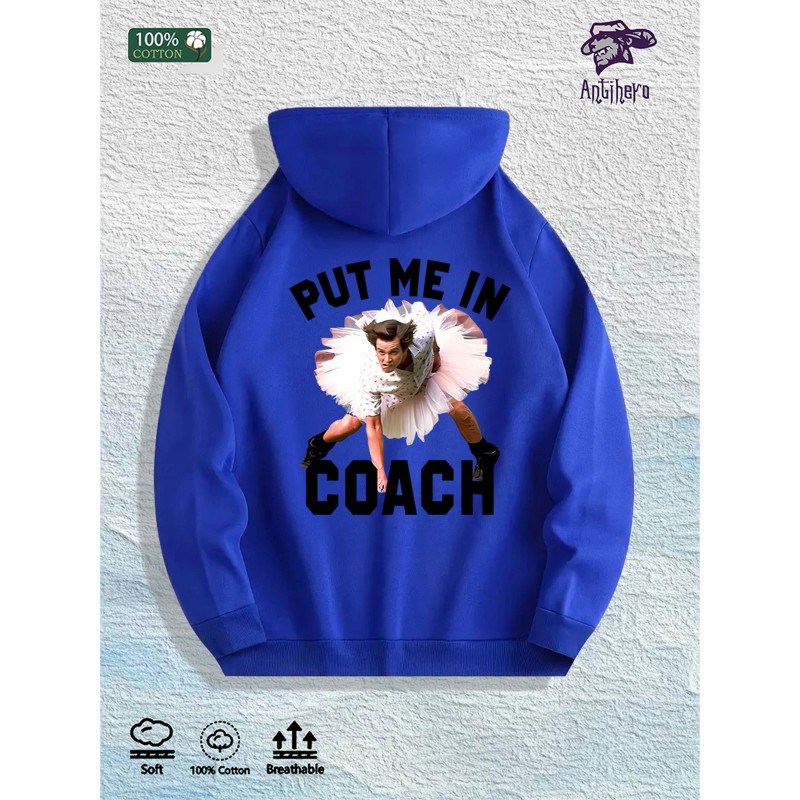 Put Me in Coach Graphic Hoodie 100% Cotton US Warehouse