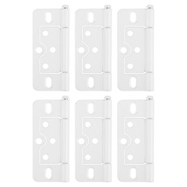 sourcing map 6Pcs 3x1.4 Inch Door Hinges Non-Mortise No Noise Bifold Door Hinges Plating for Cabinet Furniture Window Wardrobe, White