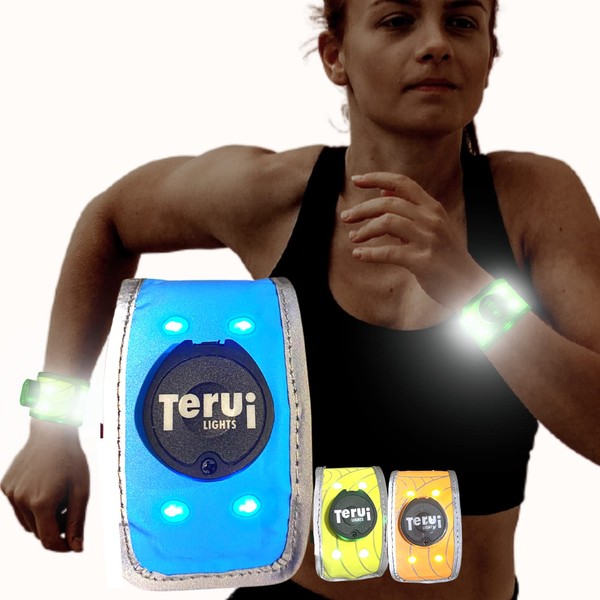 TERUI Lights Rechargeable LED Slap Band Fluorescent Running Light Bicycle Reflective Band - Wristband - Armband Luminous Waterproof Night Reflector for Jogging Walking Cycling (Blue)