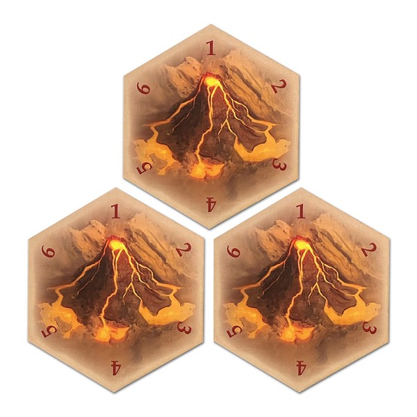 Tabletop Monthly Volcano Hex Scenario Game Pieces compatible with Catan's