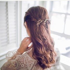 Zeshimb Boho Antlers Hair Clip Barrette Christmas Hair Cilps Bobby Pins Gold Antlers Hair Clip Branch Leaves Hairclip Decorative Hair Accessory for Women and Girls