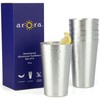 ARORA Aluminum Metal Cups for Drinks, Metal Anodized Hammered Silver
