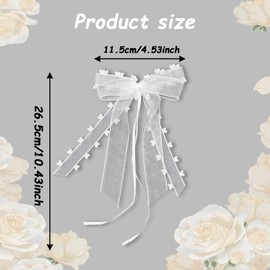 ALLY-MAGIC Car Bows Wedding, Car Decoration Bows, Wedding Decoration Ribbon, White with Hearts Bows for Wedding Decoration, Car Decoration, Satin Ribbon for Bridal Car Gift, Wedding Party E21-HDJSD