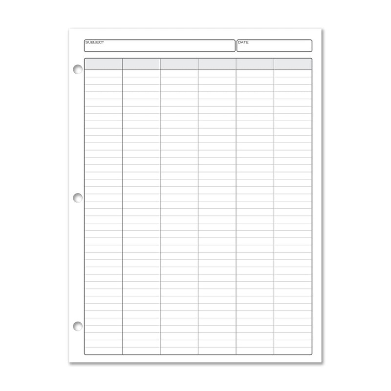 BookFactory 6 Column Columnar Pad Six Columns Notepad Format -
