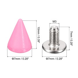 sourcing map 50 Sets Cone Spikes Studs, 7x10mm Studs and Spike Metal Screw Back Rivet for Clothing Belts Bags Shoes DIY Leathercraft, Pink
