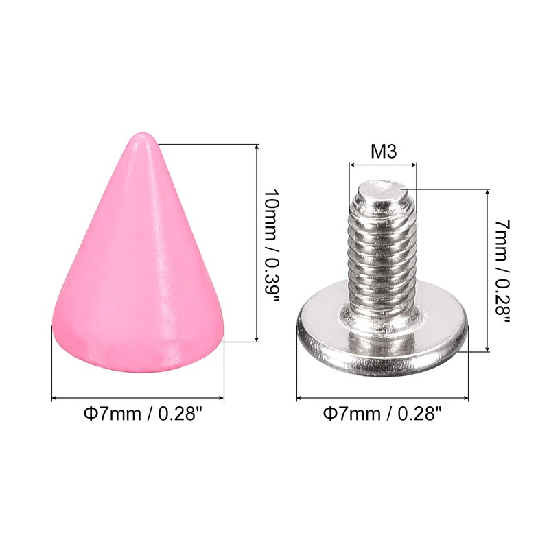 sourcing map 50 Sets Cone Spikes Studs, 7x10mm Studs and