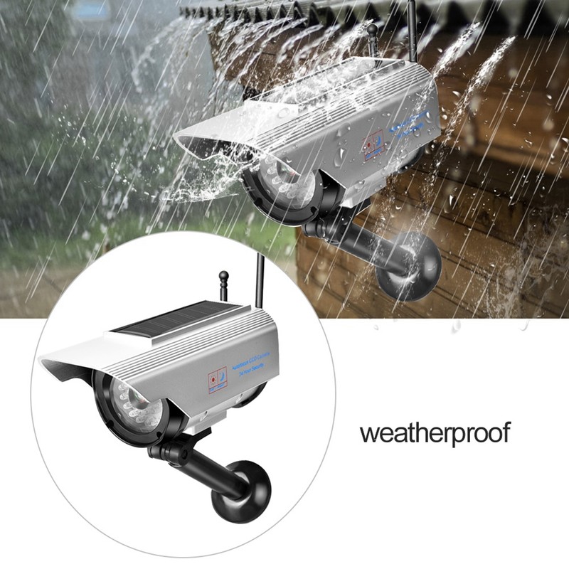 Solar Power LED Fake Camera Outdoor Security Surveillance Silver Dummy