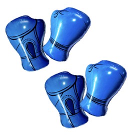 Boxing Gloves Balloons Pack of 4 Boxing Party Decorations Boxing Wrestle Match Platform Decorations (Blue)