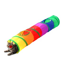 Tamiplay Pet Cat Tunnel, Long Straight Tunnels for Indoor Cats, Collapsible Pet Tunnel for Kitten, Puppy, Rabbit, 25cm-Wide Tunnels, Durable & Breathable, with Peek Hole Toy Ball