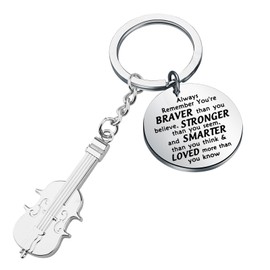 BNQL Cello Music Keychain, Cello Violin Gift for Cello Player Cellist, Music Lover, Teacher, Student, Keyring, Large, Green