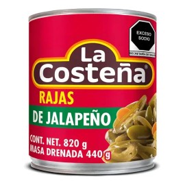 Chiles Jalapeños En Rajas Envasado 820g La Costeña