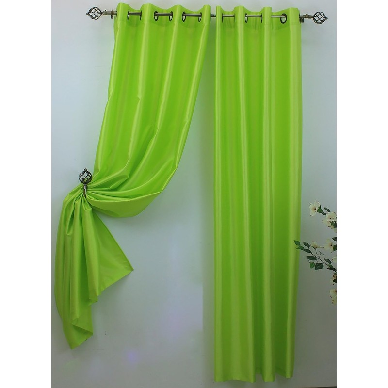 J&V TEXTILES 2 Panels Solid Grommet Semi Sheer Faux Silk