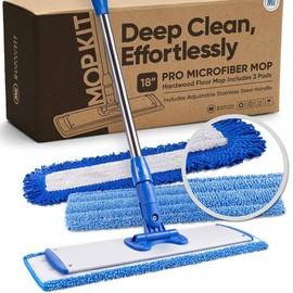 18" Professional Hardwood Floor Mop - Dry & Wet Mop for Wood, Laminate, Tile, Vinyl Floors | Washable Pads | Wet & Dust Mopping
