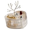 Rotating Jewelry Box with Lid Deer Antler Decoration 3 Layer