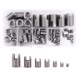Yuhtech 50 Pieces 7 Size Thread Inserts M3 M4 M5 M6 M8 M10 M12 Stainless Steel Internal Thread Self-Tapping Thread Insert Set Thread Reinforcement Repair Tool