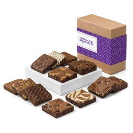 Fairytale Brownies Brownie Dozen Individually Wrapped Gourmet Chocolate Food Gift Basket - 3 Inch Square Full-Size Brownies - 12 Pieces - Item CF112