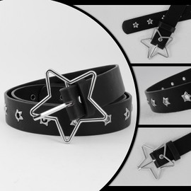 MILAKOO Grommet Star Hole Bucket Belt for Women Dresses Thin Solid Color Waist Belt Y2K Style Outfit