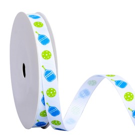 Ribest Sports Pickleball Ribbon, 3/8 Inch Grosgrain Fabric Ribbon for Team Party Decorations Basket Decor Birthday Gift Wrapping Crafts Hair Bows Supplies, 10 Yards