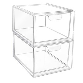 Pack of 2 Drawer Organisers, Dressing Table Organiser, Drawer Box, 16 Non-Slip Mats, Ideal for Bathroom, Bedroom, Dressing Table, Desk and Other Uses