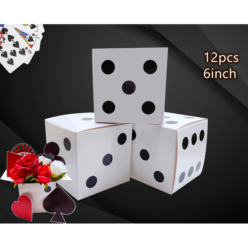 Eylola 12 Pcs White Dice Favor Boxes 6 x 6