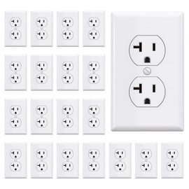 AIDA 20 Amps Outlets Duplex Electrical Receptacle Outlets, Electrical Outlet, 20Amp 125V Heavy-Duty,Wall Plate Included,Residential, 3-Wire, Self-Grounding, UL Listed, Side Wire (20 Pack, White)