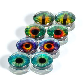 TBOSE 8 Pieces Acrylic Ear Plugs in Eye Style Plugs and Tunnels for Ears Measuring Devices for Ears Piercing Expander Stretchers Gift 8 mm - 30 mm, Resin