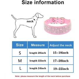 Pimaodog Rhinestones Dog Collars 5 cm Width PU Leather Full Sparkly Crystal Diamonds Dazzling Sparkling Elegant Fancy Dog Collar for Medium & Large Dogs (M:17-20 inch, Gold)