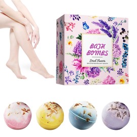 Bath Bombs Gift Set, 4 Pieces Bath Bombs for Women, Bath Bombs in Gift Box as Bath Additive for Women, Birthday Gift Idea for Girls, Women, Children
