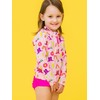 RuffleButts Baby/Toddler Girls Long Sleeve Rash Guard 2 Piece Swimsuit