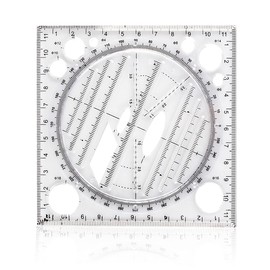 TEEGXDDY Ruler Stationery Special Drawing Ruler Multi-Purpose Drawing Round Flat Parallel Line Transparent Plastic Ruler Student School Office with 12 cm / 4.72 Inches (Black)