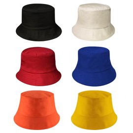 AWAVM 6 Packs Bucket Hat Beach Fisherman Hats Cotton Reversible Sun Hat for Hiking Camping Hunting Traveling Fishing,Summer Hats for Men and Women,6 Colors