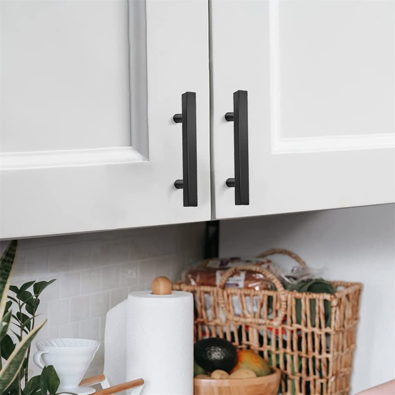 CONPHERON 2 Pcs Black Kitchen Cupboard Handles Stainless Steel T