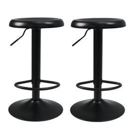 KBISHTIE Adjustable Bar Stools Set of 2, Backless Swivel Round Counter & Bar Height Chairs, Modern Black Metal Frame Barstools for Kitchen Island, Dining Room, Home Bar, Black
