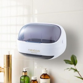 NEWBOVIK Soap Holder with Lid, Premium ABS Soap Dish with Drain Holes, Wall Mounted Soap Holder for Bathroom & Shower – Keeps Soap Dry & Hygienic and Organized (White)