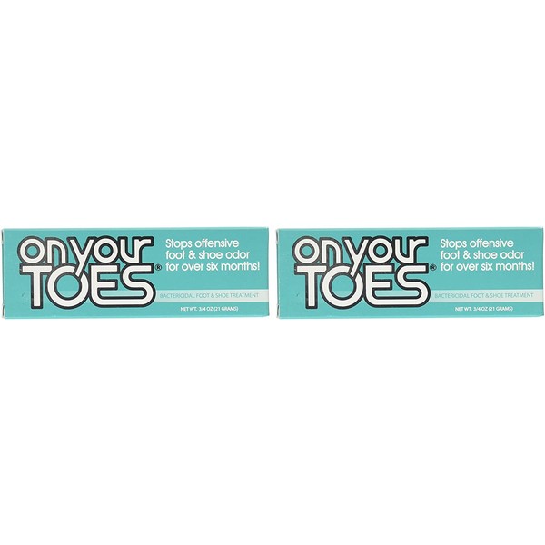 On Your Toes Foot Bactericide Powder Net Wt. 3/4 oz(21 grams)- Eliminates Foot Odor for Six Months - Two Pack