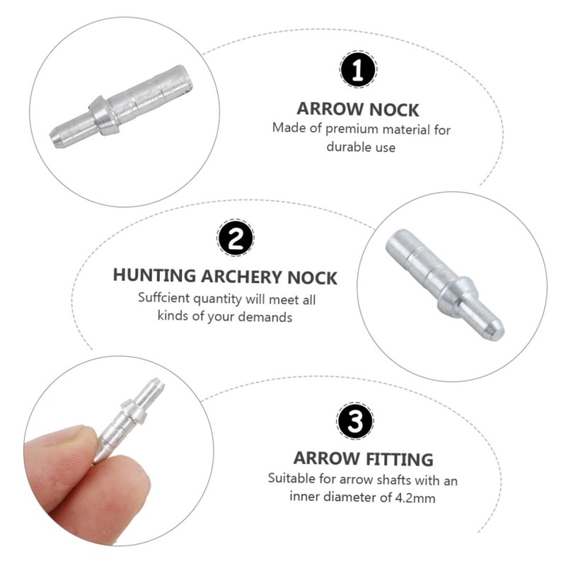 Kisangel 40pcs Nock Tails Accessories 4.2mm Id Silver Aluminum Seat
