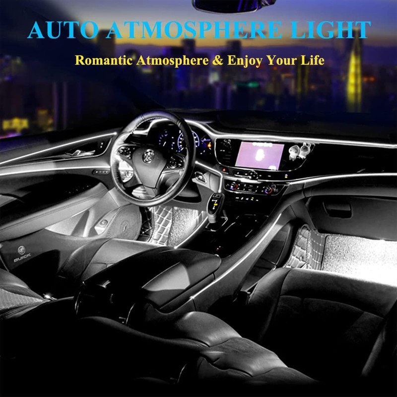 5M EL Wire Car LED Interior Strip Light USB Neon,