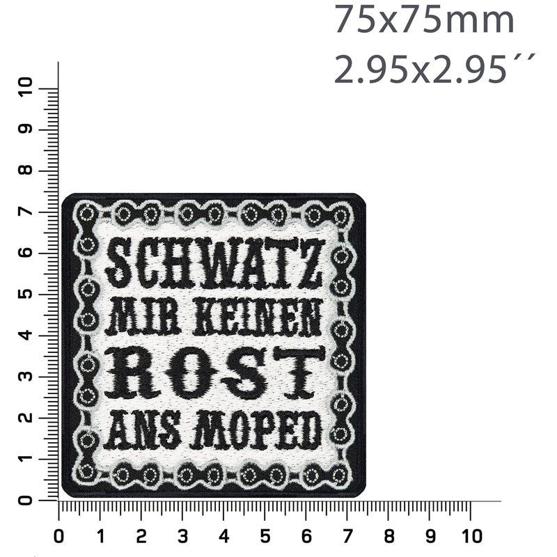 Biker Motorcycle Iron-On Patch "Schwatz mir keinen Rost ans Moped"