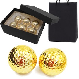 dodtazz Gold Golf Balls, Set of 6, Competition, Prize, Present, Case, Luxury Prize (6 Balls + Carrying Bag Set)